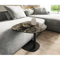DELIFE Beistelltisch Edge Boot 60x60 cm Keramik Emperador Extra Lucidato Dunkelbraun Eleny Metall Schwarz