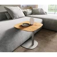 DELIFE Beistelltisch Edge Boot 50x50 cm Eiche Natur Schweizer Kante Eleny Edelstahl gebürstet
