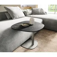 DELIFE Beistelltisch Edge Boot 60x60 cm Keramik Laminam Noir Desir Braun Eleny Edelstahl gebürstet