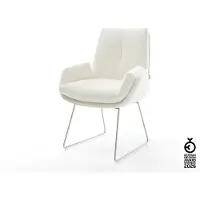 DELIFE Esszimmerstuhl Clea-Flex Bouclé Soft Beige Kufengestell Edelstahl
