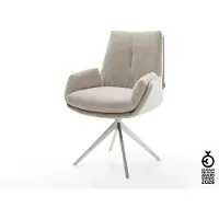 DELIFE Drehstuhl Clea-Flex Webstoff Soft Beige Kreuzgestell breit Edelstahl 360° drehbar Wippfunktion