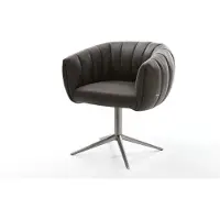 DELIFE Drehstuhl Jada-Flex Mikrofaser Anthrazit Vintage Fußkreuz Graphit 360° drehbar Wippfunktion Taschenfederkern