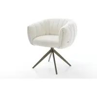 DELIFE Drehstuhl Jada-Flex Bouclé Soft Beige Kreuzgestell breit Effektfinish Titan 360° drehbar Wippfunktion Taschenfederkern
