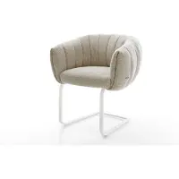 DELIFE Freischwinger Jada-Flex Webstoff Soft Beige Freischwinger flach Weiß Taschenfederkern