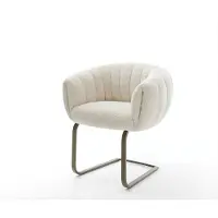 DELIFE Freischwinger Jada-Flex Teddystoff Beige Freischwinger flach Effektfinish Titan Taschenfederkern