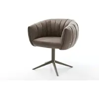 DELIFE Drehstuhl Jada-Flex Mikrofaser Taupe Vintage Fußkreuz Effektfinish Titan 360° drehbar Wippfunktion Taschenfederkern