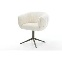 DELIFE Drehstuhl Jada-Flex Bouclé Weiß Fußkreuz Effektfinish Titan 360° drehbar Wippfunktion Taschenfederkern