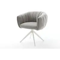 DELIFE Drehstuhl Jada-Flex Strukturstoff Soft Grau Kreuzgestell breit Weiß 360° drehbar Wippfunktion Taschenfederkern