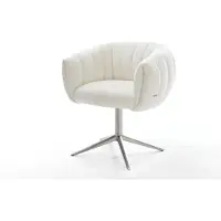DELIFE Drehstuhl Jada-Flex Bouclé Soft Beige Fußkreuz Edelstahl 360° drehbar Wippfunktion Taschenfederkern
