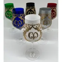 Casa Padrino Luxus Barock Weinglas Set Bunt / Gold - Weingläser mit 24 Karat Vergoldung