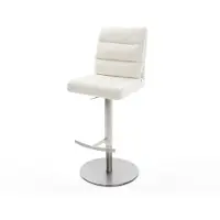 DELIFE Barstuhl Pela-Flex Bouclé Soft Beige Drehfuß höhenverstellbar Edelstahl Silberfarben
