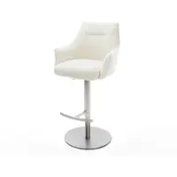 DELIFE Barstuhl Alja-Flex Bouclé Soft Beige Drehfuß höhenverstellbar Edelstahl Silberfarben Taschenfederkern