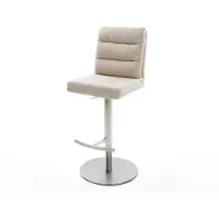 DELIFE Barstuhl Pela-Flex Webstoff Soft Beige Drehfuß höhenverstellbar Edelstahl Silberfarben