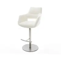 DELIFE Barstuhl Yago-Flex Bouclé Soft Beige Drehfuß höhenverstellbar Edelstahl Silberfarben Taschenfederkern