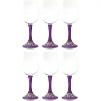 Casa Padrino Luxus Weinglas 6er Set Lila / Mehrfarbig H. 23,5 cm - Handgefertigte & handbemalte Weingläser - Hotel & Restaurant Accessoires - Luxus Qualität - Made in Italy
