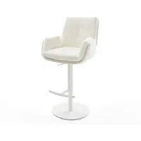 DELIFE Barstuhl Clea-Flex Bouclé Soft Beige Drehfuß höhenverstellbar Metall Weiß