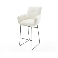DELIFE Barstuhl Nela-Flex Bouclé Soft Beige Kufengestell Metall Schwarz
