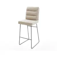 DELIFE Barstuhl Pela-Flex Webstoff Soft Beige Kufengestell Metall Schwarz