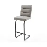 DELIFE Barstuhl Pela-Flex Strukturstoff Soft Grau Freischwinger Flach Metall Schwarz