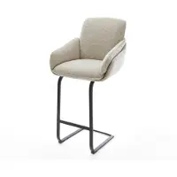 DELIFE Barstuhl Luan-Flex Webstoff Soft Beige Freischwinger Flach Metall Schwarz