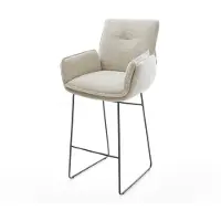 DELIFE Barstuhl Nela-Flex Webstoff Soft Beige Kufengestell Metall Schwarz