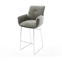 DELIFE Barstuhl Nela-Flex Bouclé Soft Schlamm Kufengestell Edelstahl Silberfarben