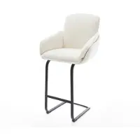 DELIFE Barstuhl Luan-Flex Bouclé Soft Beige Freischwinger Flach Metall Schwarz
