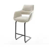 DELIFE Barstuhl Yago-Flex Webstoff Soft Beige Freischwinger Flach Metall Schwarz Taschenfederkern