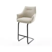 DELIFE Barstuhl Alja-Flex Webstoff Soft Beige Freischwinger Flach Metall Schwarz Taschenfederkern