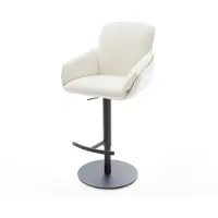 DELIFE Barstuhl Luan-Flex Bouclé Soft Beige Drehfuß höhenverstellbar Metall Schwarz