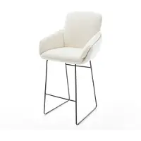 DELIFE Barstuhl Luan-Flex Bouclé Soft Beige Kufengestell Metall Schwarz