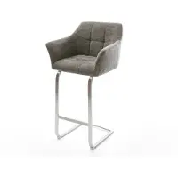 DELIFE Barstuhl Yulo-Flex Bouclé Soft Schlamm Freischwinger Flach Edelstahl Silberfarben