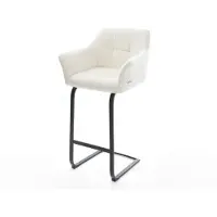 DELIFE Barstuhl Yulo-Flex Bouclé Soft Beige Freischwinger Flach Metall Schwarz