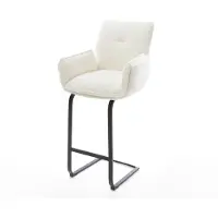 DELIFE Barstuhl Nela-Flex Bouclé Soft Beige Freischwinger Flach Metall Schwarz