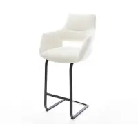 DELIFE Barstuhl Yago-Flex Bouclé Soft Beige Freischwinger Flach Metall Schwarz Taschenfederkern