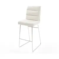DELIFE Barstuhl Pela-Flex Bouclé Soft Beige Kufengestell Edelstahl Silberfarben