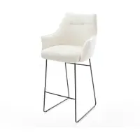 DELIFE Barstuhl Alja-Flex Bouclé Soft Beige Kufengestell Metall Schwarz Taschenfederkern