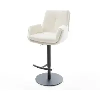 DELIFE Barstuhl Clea-Flex Bouclé Soft Beige Drehfuß höhenverstellbar Metall Schwarz