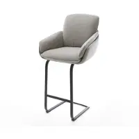 DELIFE Barstuhl Luan-Flex Strukturstoff Soft Grau Freischwinger Flach Metall Schwarz