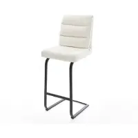DELIFE Barstuhl Pela-Flex Bouclé Soft Beige Freischwinger Flach Metall Schwarz