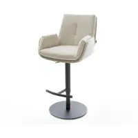 DELIFE Barstuhl Clea-Flex Webstoff Soft Beige Drehfuß höhenverstellbar Metall Schwarz