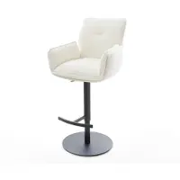 DELIFE Barstuhl Nela-Flex Bouclé Soft Beige Drehfuß höhenverstellbar Metall Schwarz