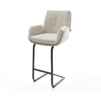 DELIFE Barstuhl Clea-Flex Webstoff Soft Beige Freischwinger Flach Metall Schwarz