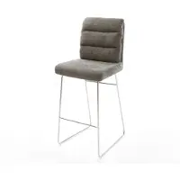 DELIFE Barstuhl Pela-Flex Bouclé Soft Schlamm Kufengestell Edelstahl Silberfarben