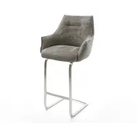 DELIFE Barstuhl Alja-Flex Bouclé Soft Schlamm Freischwinger Flach Edelstahl Silberfarben Taschenfederkern