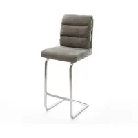 DELIFE Barstuhl Pela-Flex Bouclé Soft Schlamm Freischwinger Flach Edelstahl Silberfarben
