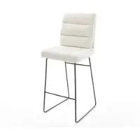 DELIFE Barstuhl Pela-Flex Bouclé Soft Beige Kufengestell Metall Schwarz