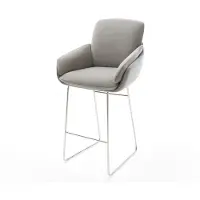 DELIFE Barstuhl Luan-Flex Strukturstoff Soft Grau Kufengestell Edelstahl Silberfarben
