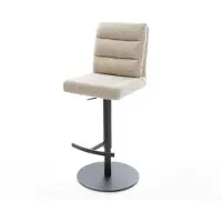 DELIFE Barstuhl Pela-Flex Webstoff Soft Beige Drehfuß höhenverstellbar Metall Schwarz