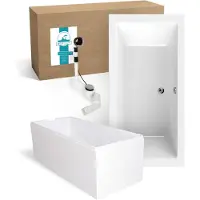 Calmwaters Acryl Premium Badewanne Komplettset 200x90 cm - EU - mit Wannenträger & Ablaufgarnitur - Duo-Badewanne 2 Personen
